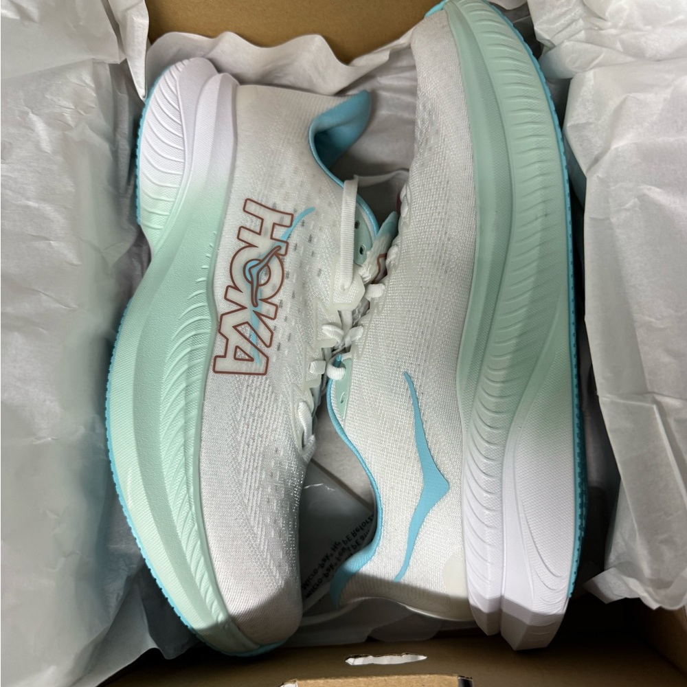 Hoka One One Women's White and Teal Athletic Shoes w Mach X 2